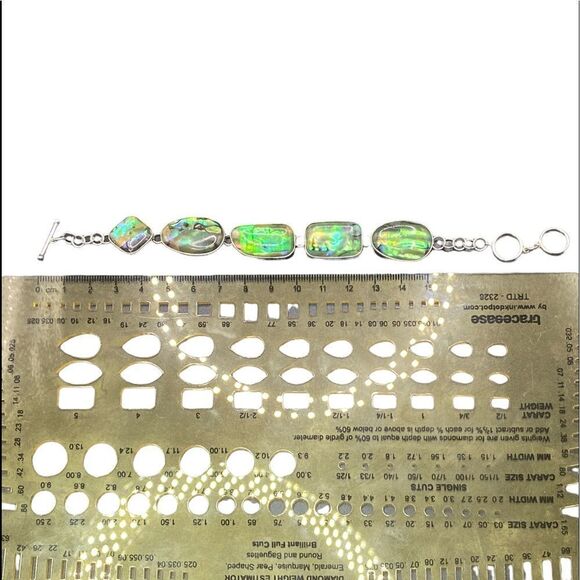 LUC 925 signed Marked Lucas Lameth abalone sterling silver adjustable bracelet - Picture 2 of 10